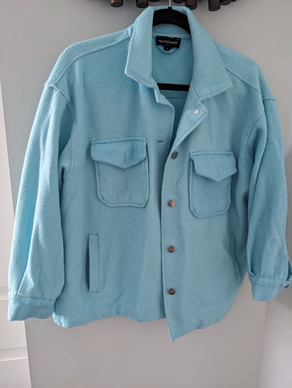 PrettyLittleThing Women's Blue Fleece Shacket - Size Medium